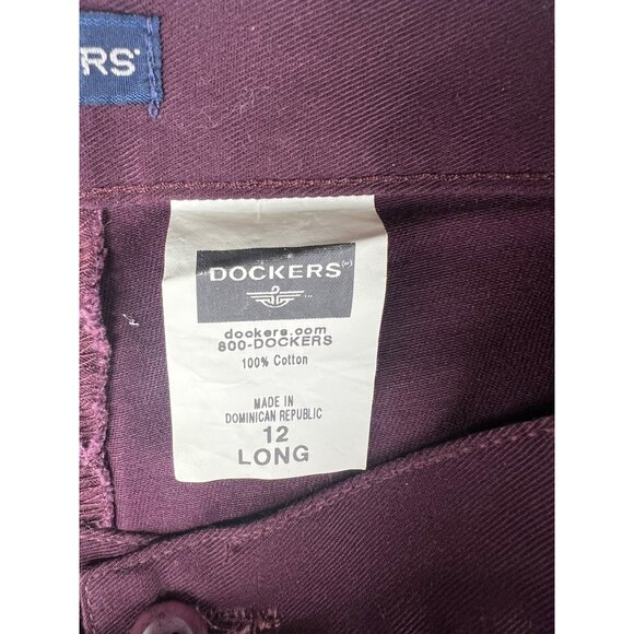 Dockers Women’s Flat Front Slim Tapered Pants Khaki Burgundy Size 12L - Picture 9 of 16